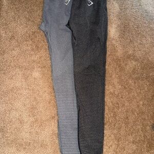 Gymshark Gray and Black Leggings with Textured Knit